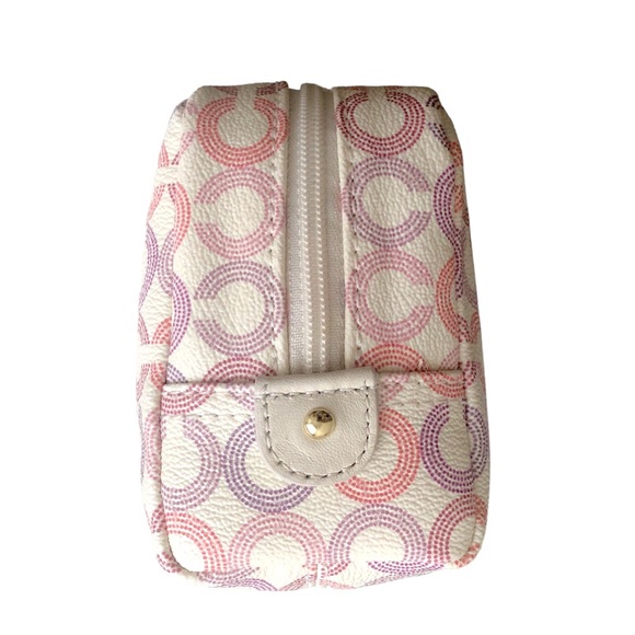 Coach Signature Cosmetic Bag Pouch White Pink Purple Multi-winner HP - Picture 3 of 14